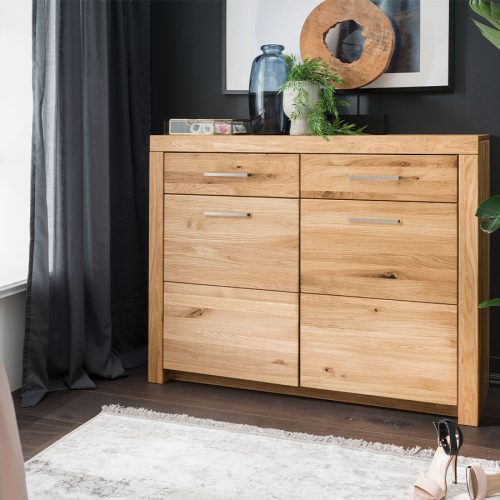 G+K Sideboard I 169, Wildeiche massiv geölt + Griff Nickel