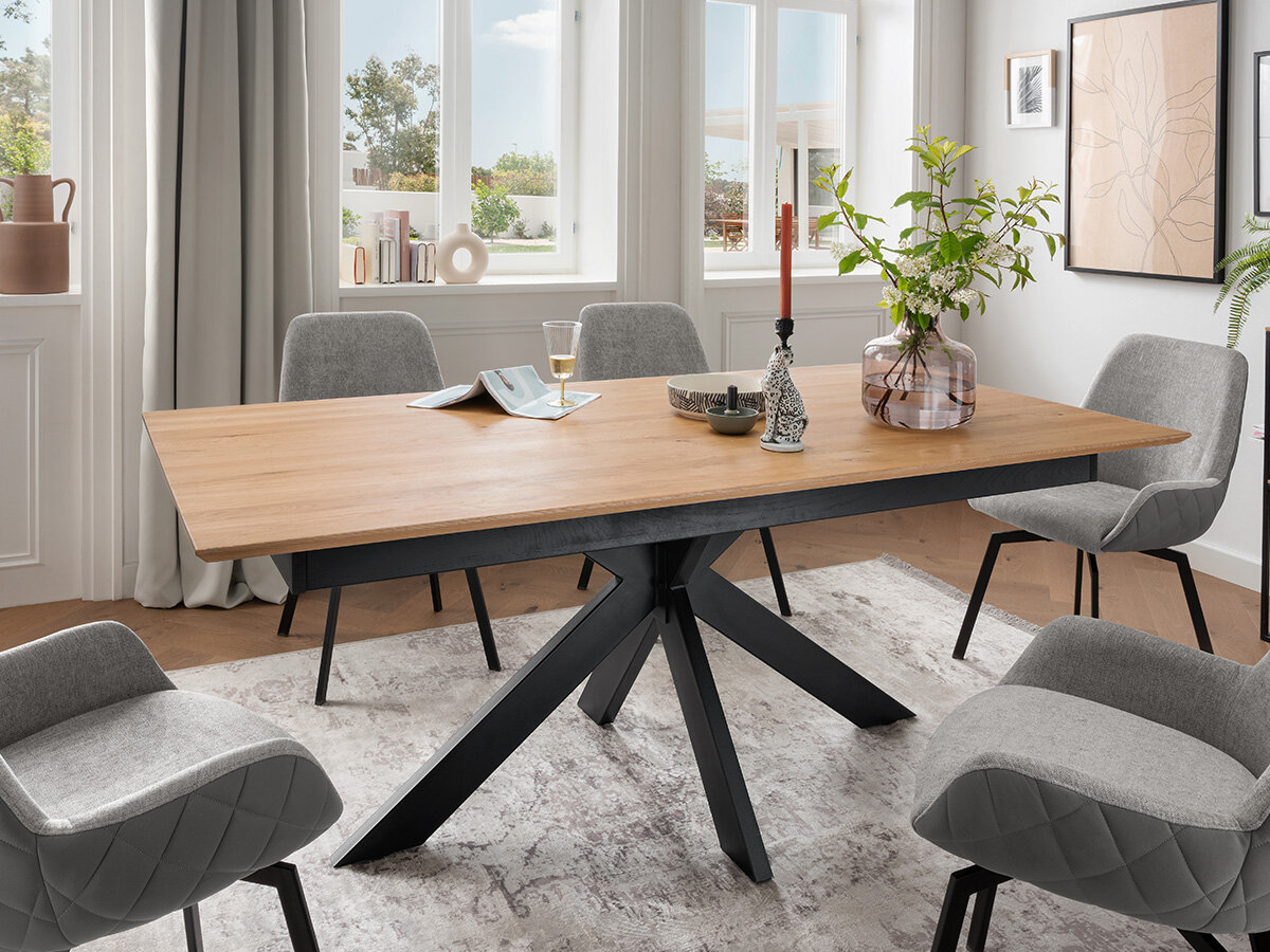G+K Tisch 595 160-245x90, Wildeiche massiv geölt