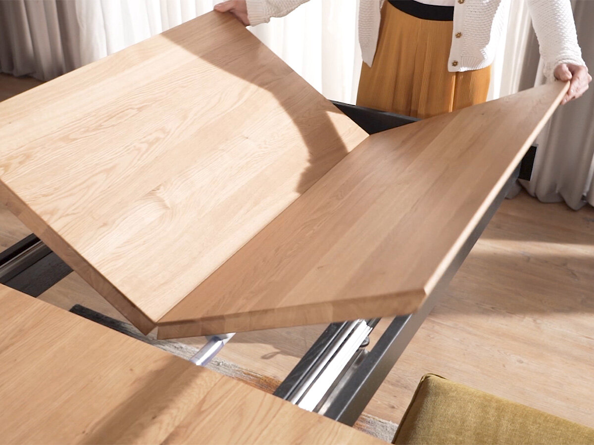G+K Tisch 595 160-245x90, Wildeiche massiv geölt