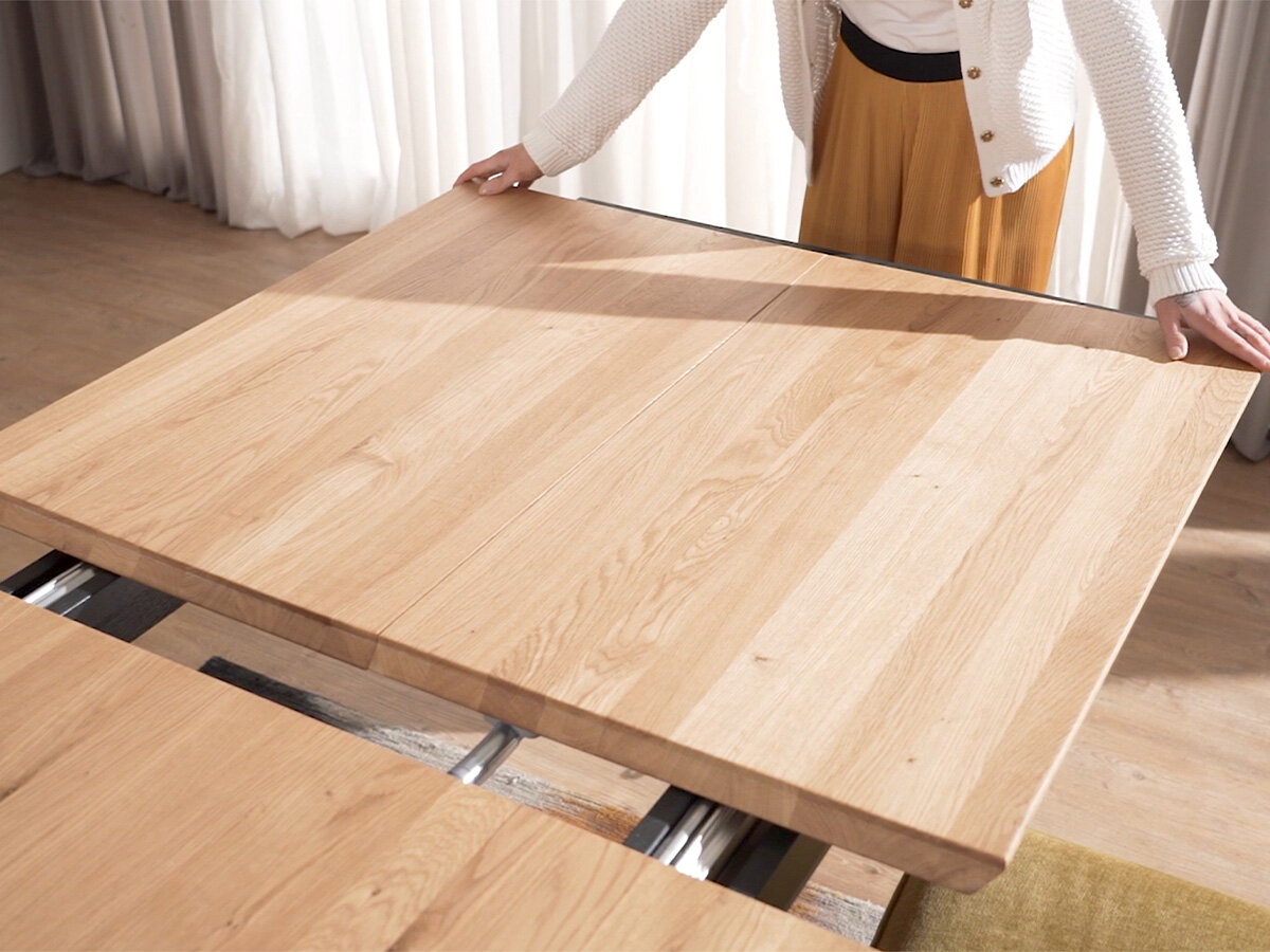 G+K Tisch 595 160-245x90, Wildeiche massiv geölt