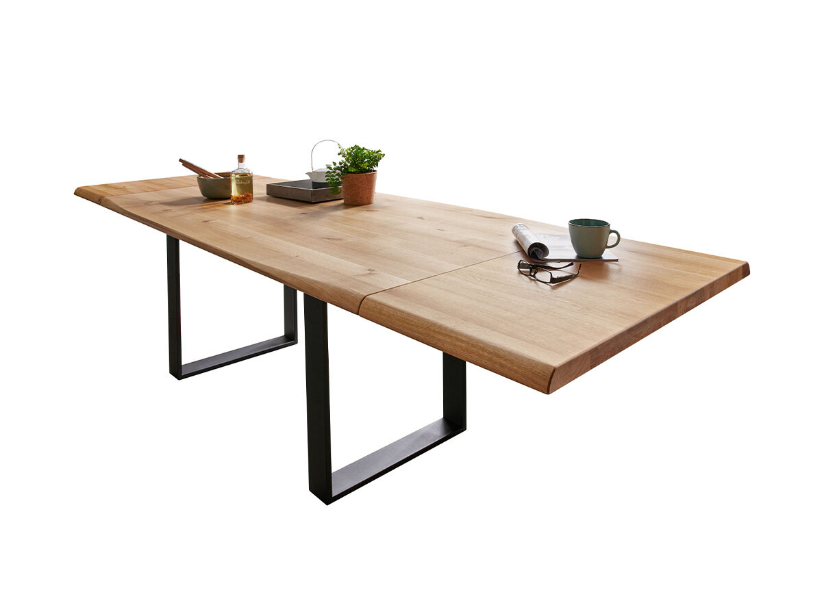 G+K Tisch 600, 180x100, Wildeiche massiv geölt, gedrehte Kante, Gestell U-Profil schwarz - Gallery 3 G+K Tisch 600, 180x100, Wildeiche massiv geölt, gedrehte Kante, Gestell U-Profil schwarz
