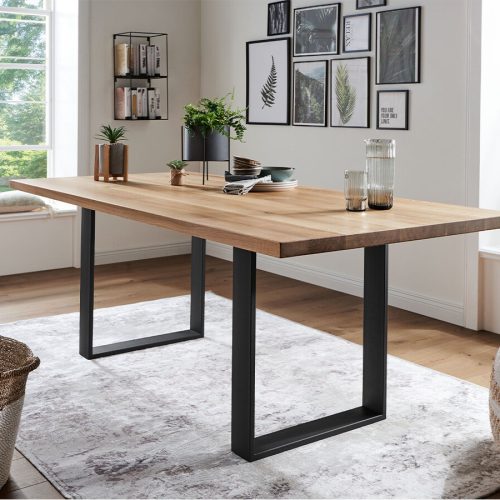 G+K Tisch 600, 180x100, Wildeiche massiv geölt, gerade Kante, Gestell U-Profil schwarz G+K Tisch 600, 180x100, Wildeiche massiv geölt, gerade Kante, Gestell U-Profil schwarz