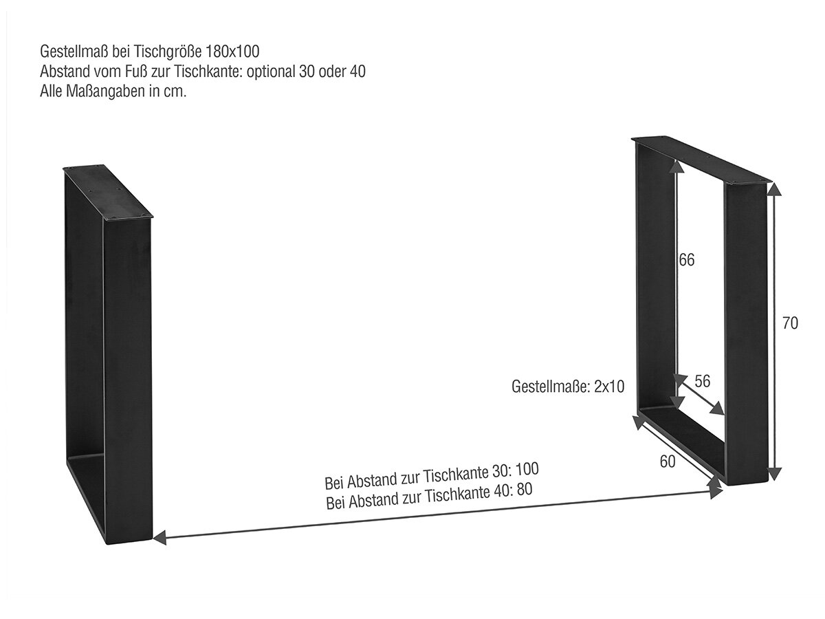 G+K Tisch 600, 180x100, Wildeiche massiv geölt, gerade Kante, Gestell U-Profil schwarz - Gallery 5 G+K Tisch 600, 180x100, Wildeiche massiv geölt, gerade Kante, Gestell U-Profil schwarz