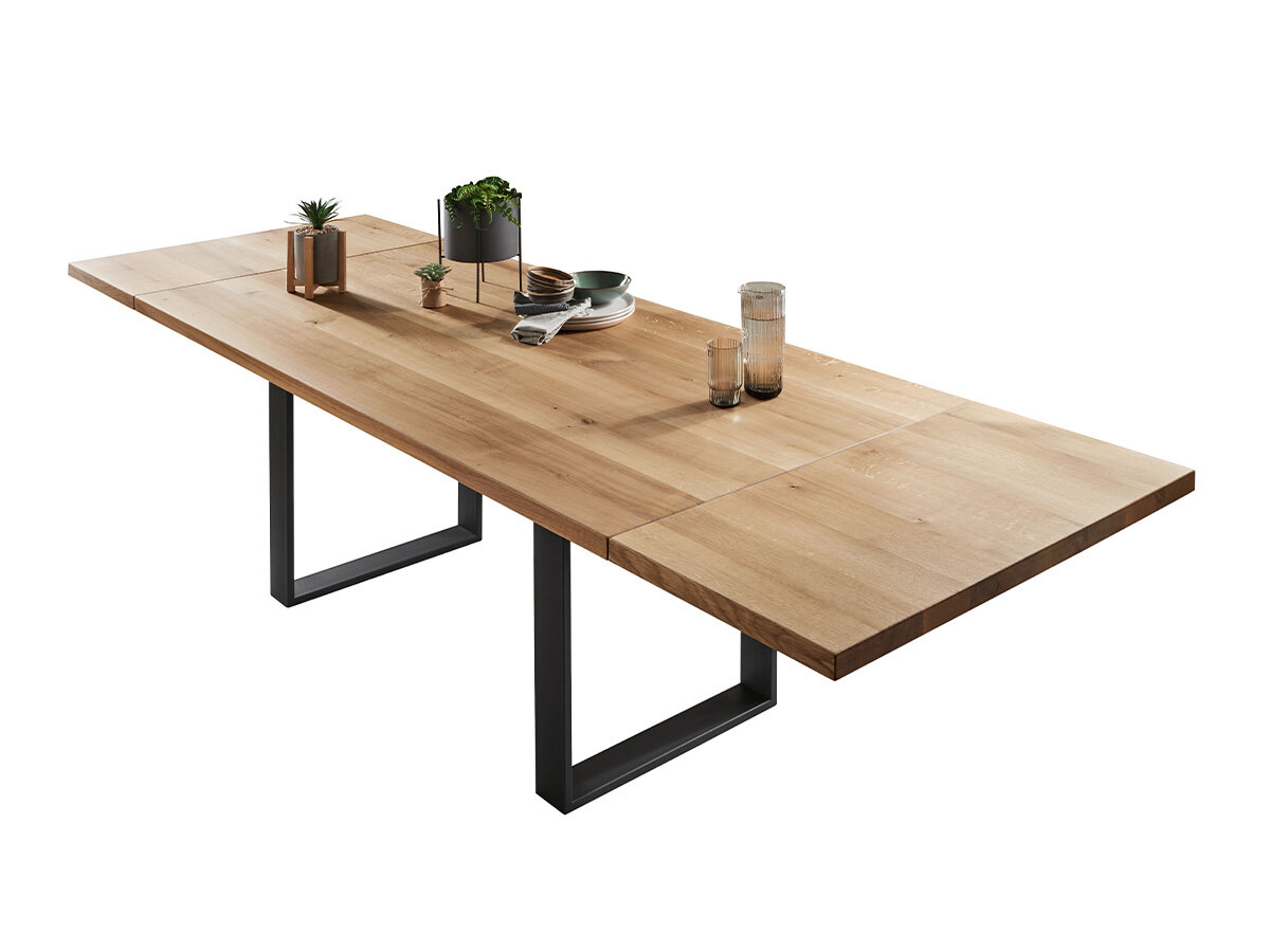 G+K Tisch 600, 180x100, Wildeiche massiv geölt, gerade Kante, Gestell U-Profil schwarz - Gallery 3 G+K Tisch 600, 180x100, Wildeiche massiv geölt, gerade Kante, Gestell U-Profil schwarz