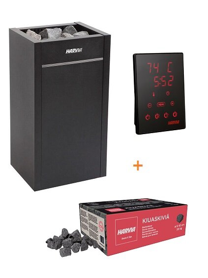 Harvia Virta Saunaofen 9 kW + Harvia XC110 Saunasteuerung + Saunasteine