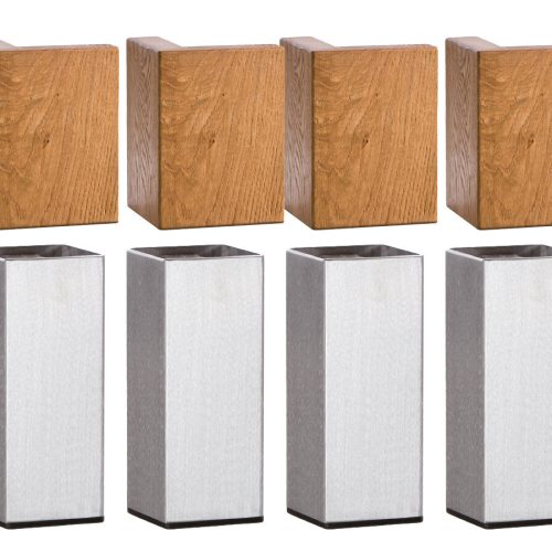 Hasena Sico Füsse / Höhe: 30 cm / Metall: 43-Inox / Holz: 86-Eiche natur, gebürstet, geölt