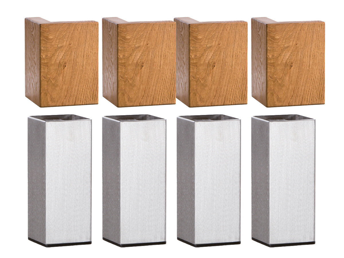 Hasena Sico Füsse / Höhe: 30 cm / Metall: 43-Inox / Holz: 86-Eiche natur, gebürstet, geölt