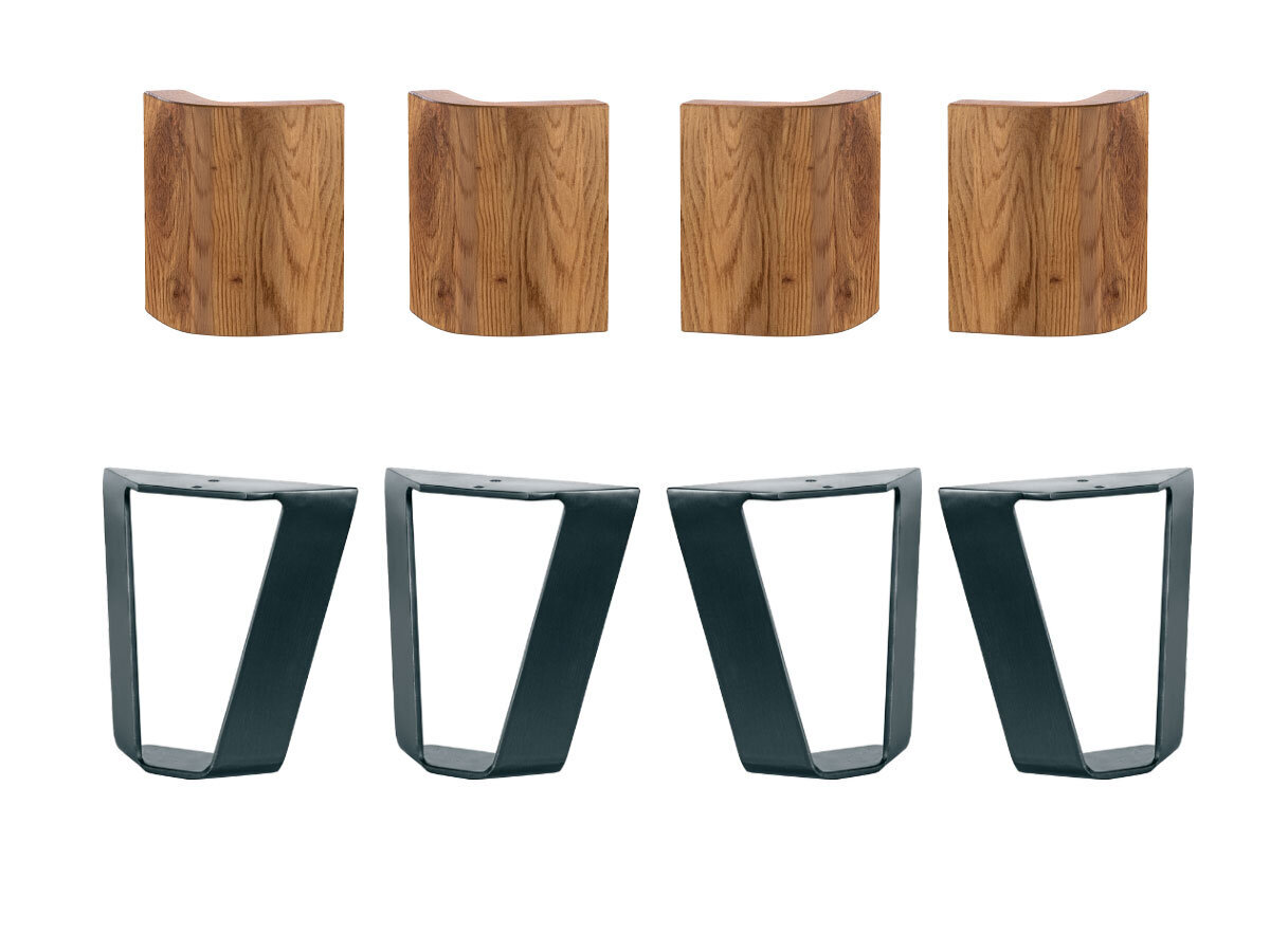 Hasena Jenito Füsse / Höhe: 25 cm / Metall: 12-Schwarz / Eckteil: 18 cm / Holz: 93-Wildeiche natur, gebürstet, geölt