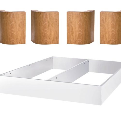 Hasena Practico-Ron Box Bettkasten / Breite: 160 cm / Länge: 210 cm / Eckteil: 18 cm / Material: 10-Weiss / Eckteil: 86-Eiche natur, gebürstet, geölt