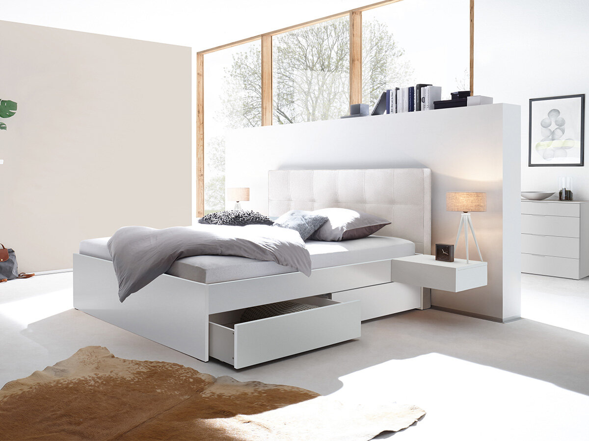 Hasena Pronto Massivholzbett Otello MDF weiß deckend lackiert (10) Kunstleder Express white (323) 140 x 200 cm Standard - Gallery 3 Hasena Pronto Massivholzbett Otello MDF weiß deckend lackiert (10) Kunstleder Express white (323) 140 x 200 cm Standard