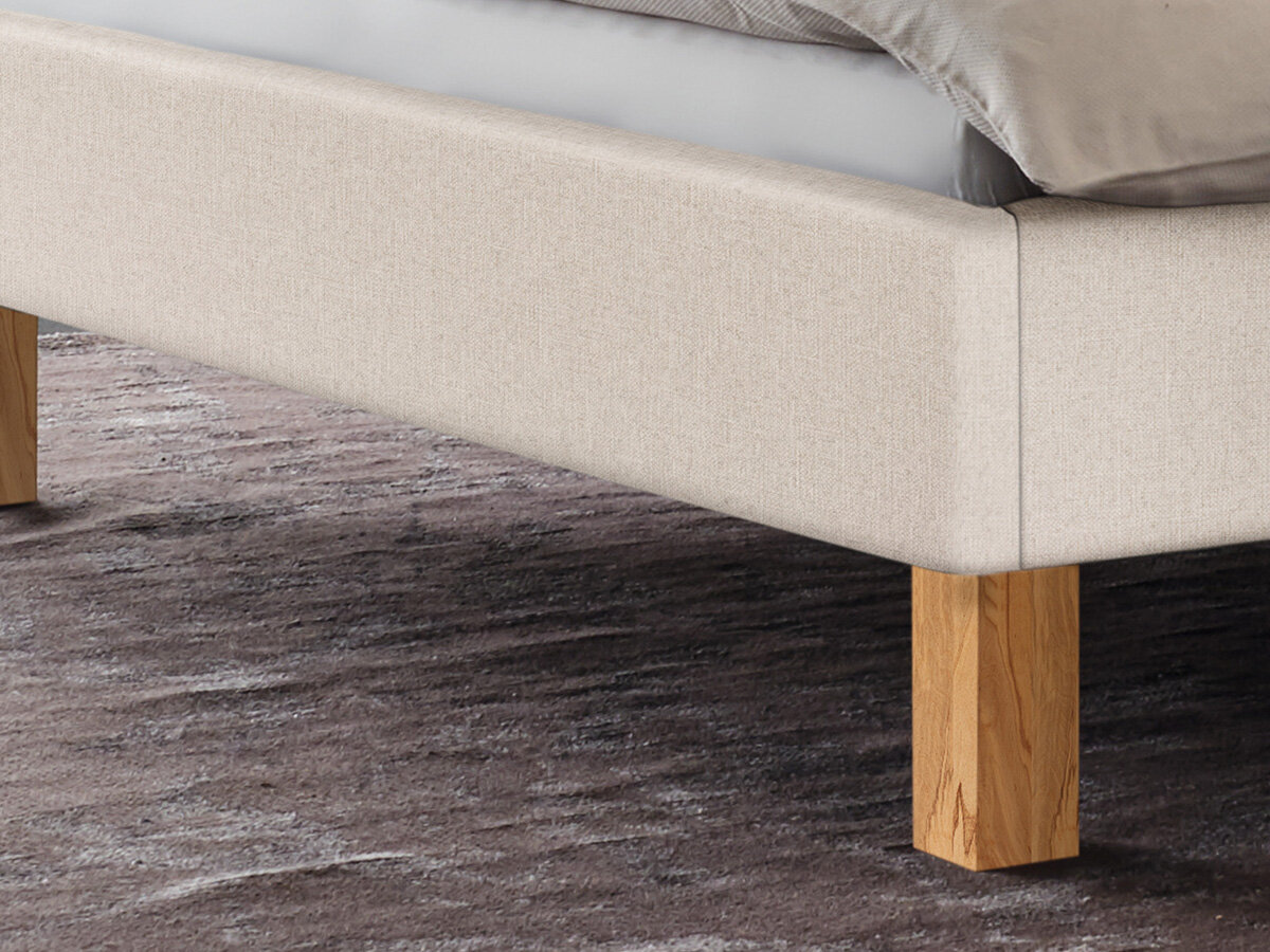 Hasena Pronto Polsterbett Noah Wildbuche natur, geölt (87)  Stoff Pepe beige (327) 160 x 200 cm 20 cm