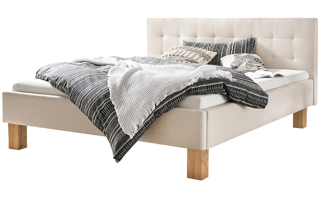 Hasena Pronto Polsterbett Noemi Wildbuche natur geölt (87) Stoff Pepe beige (327) 180 x 200 cm 25 cm