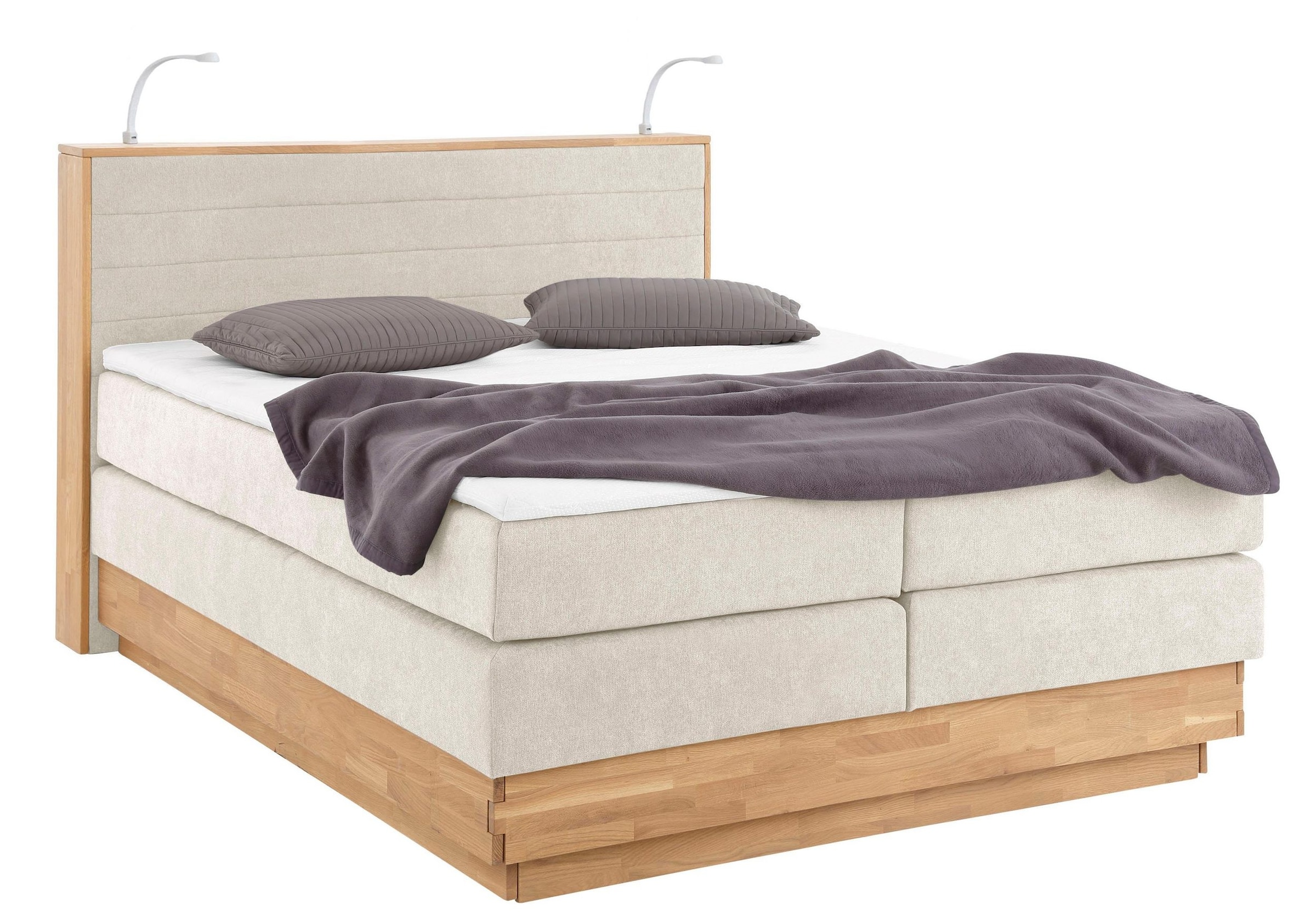 Home affaire Boxspringbett "Cavan" Eiche, inkl. Bettkasten & Topper, verschiedene Härtegrade (auch H4)