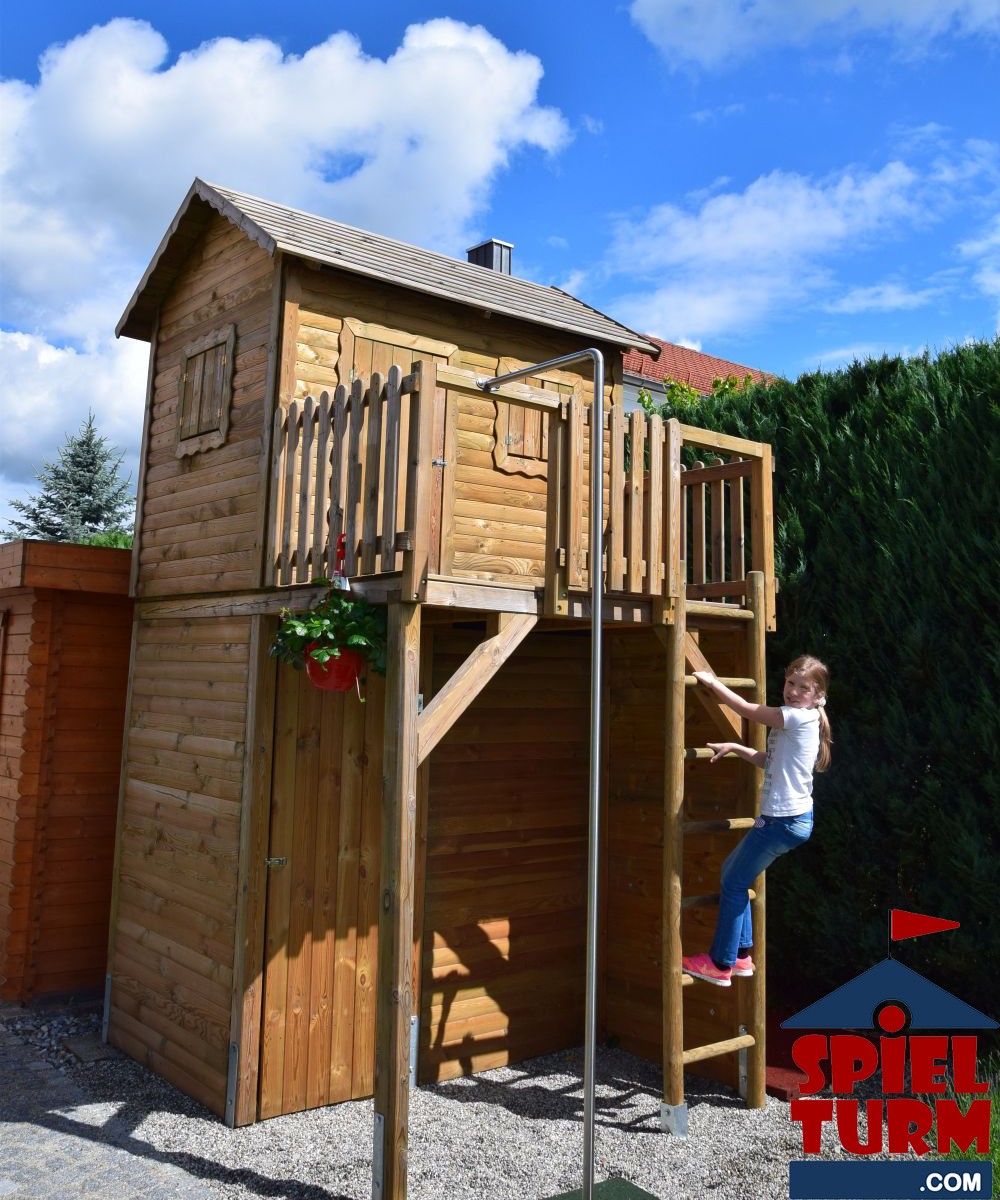 Premium Stelzenhaus Moritz mit Geräteschrank, Kletterwand und Rutsc... - Gallery 1 Premium Stelzenhaus Moritz mit Geräteschrank, Kletterwand und Rutsc...
