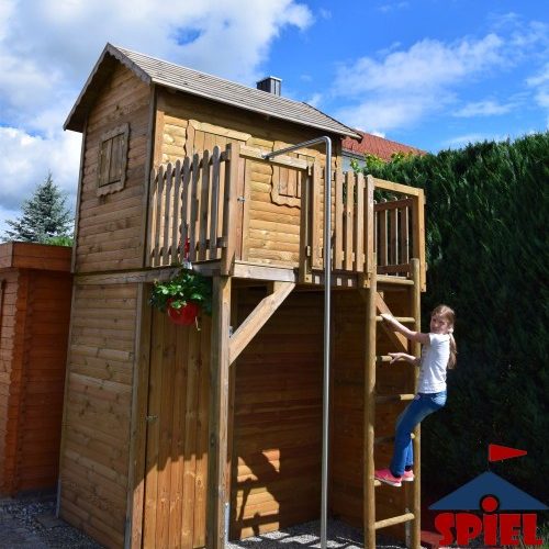 Premium Stelzenhaus Moritz mit Geräteschrank, Kletterwand und Rutsc... Premium Stelzenhaus Moritz mit Geräteschrank, Kletterwand und Rutsc...