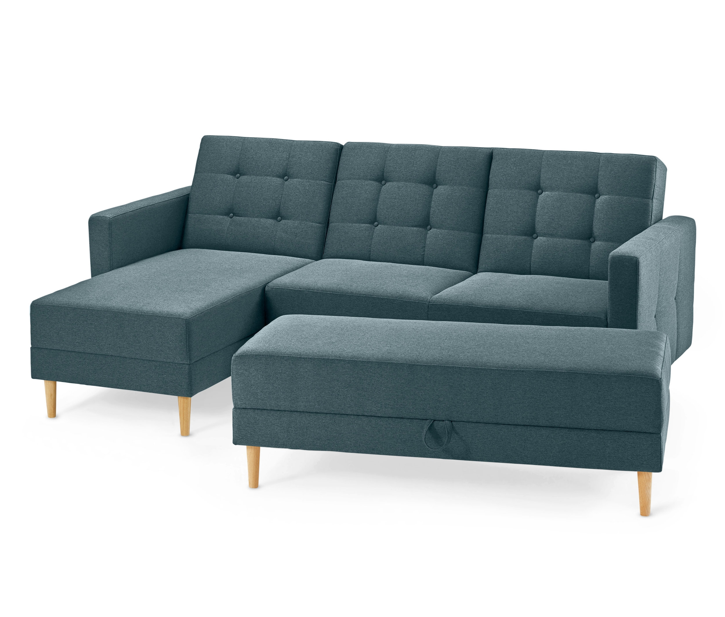 Tchibo - Federkern-Eckschlafsofa »Just Relax« mit Stauraumbank - 222x144x92cm - blaugrau