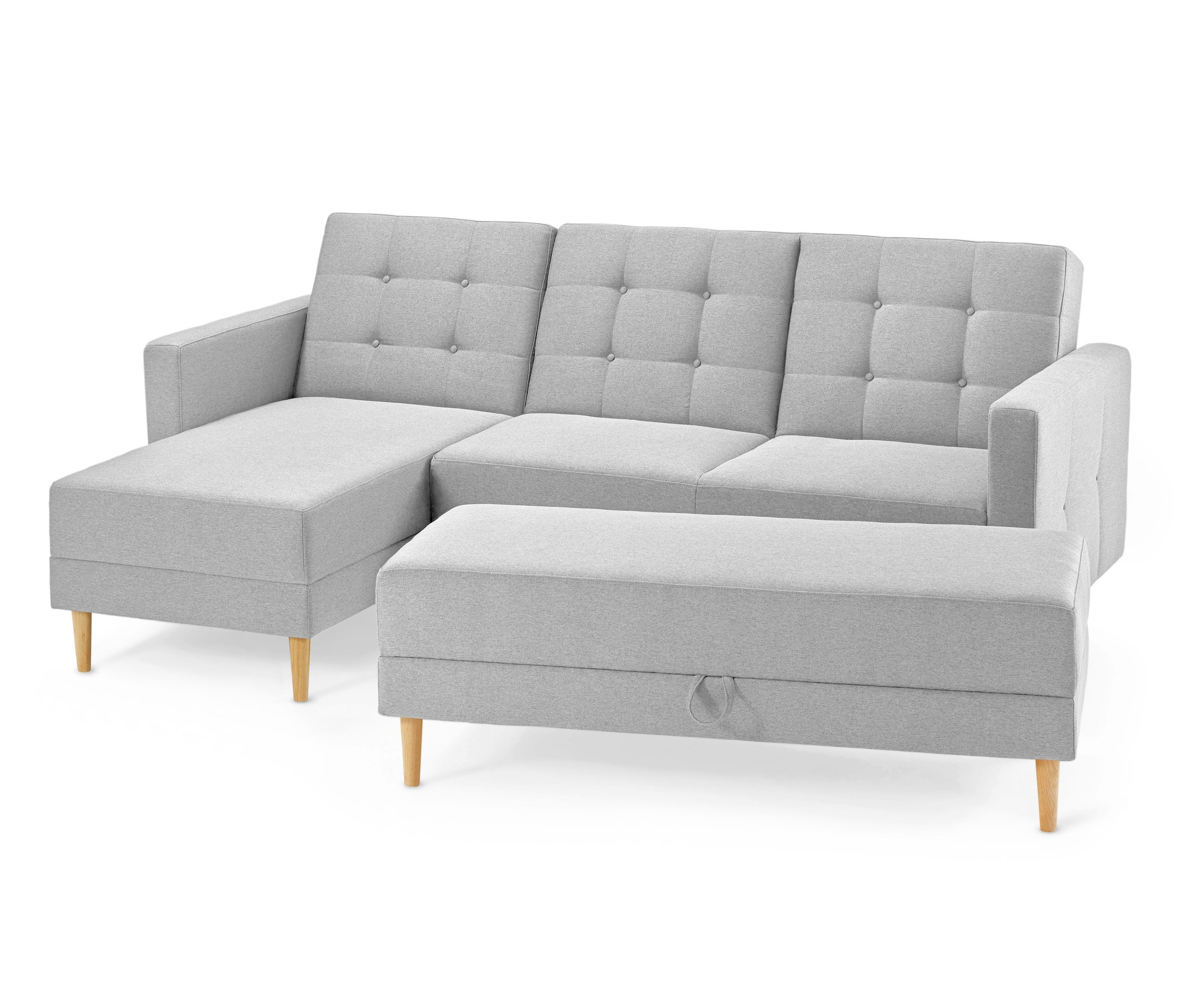 Tchibo - Federkern-Eckschlafsofa »Just Relax« mit Stauraumbank - 222x144x92cm - hellgrau