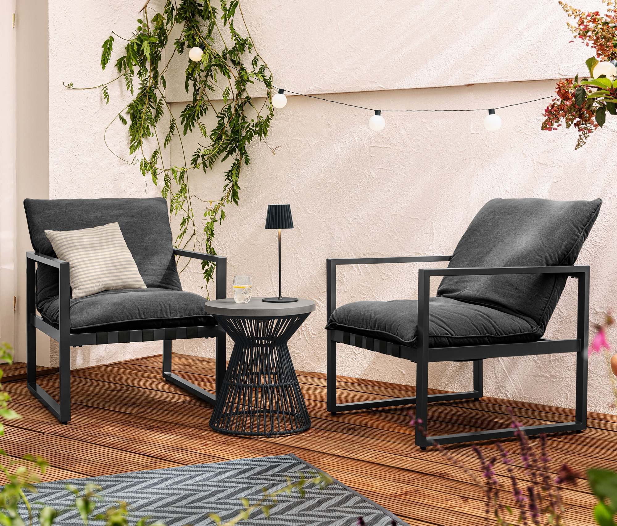 Tchibo - 2 Relax-Sessel mit Creacryl®-Allwetterstoff - 73,5x80x90cm - schwarz