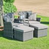 Tchibo - Relaxsessel »Calgary« mit 2 Hockern - 155x70x90cm - hellbraun