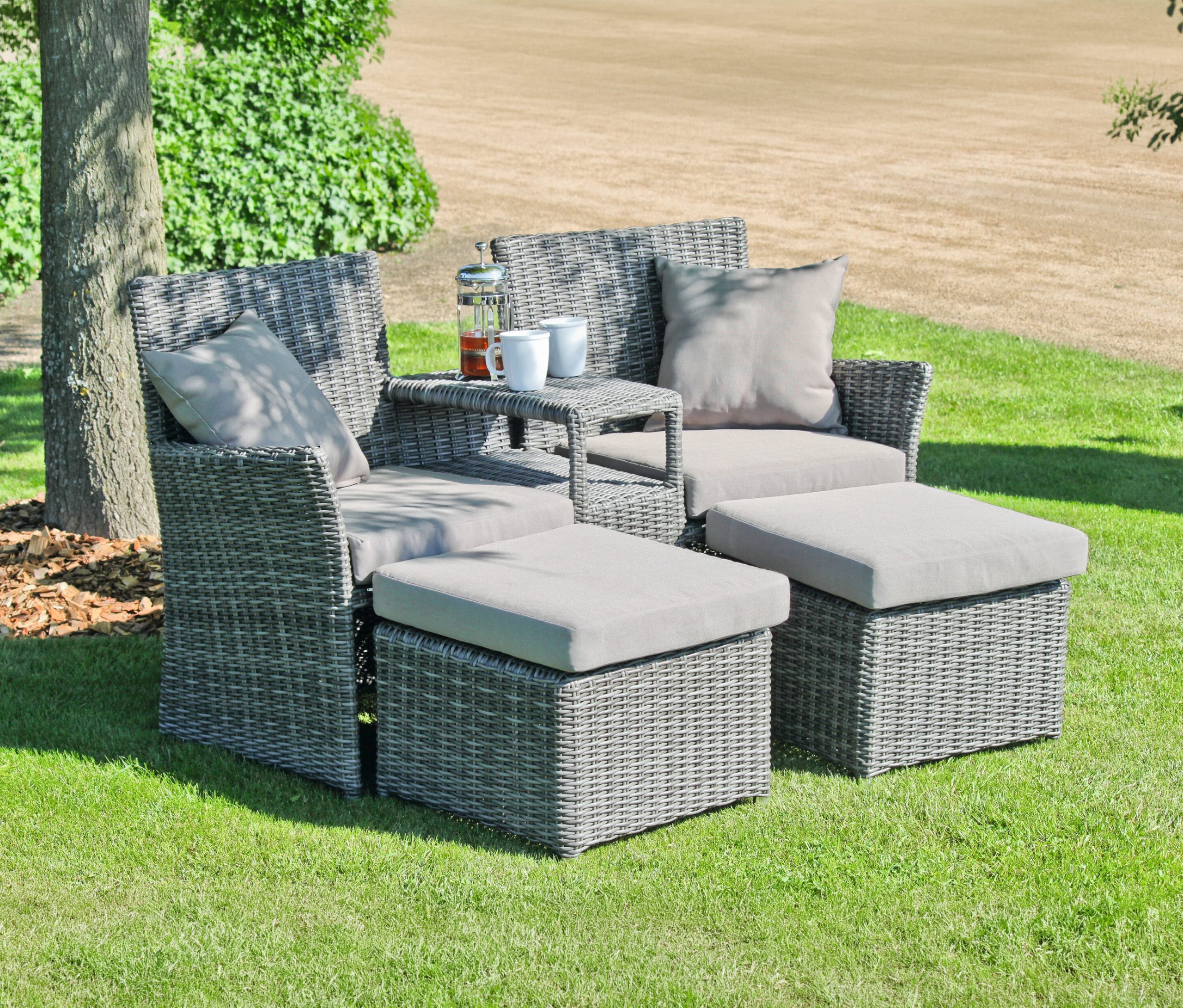 Tchibo - Relaxsessel »Calgary« mit 2 Hockern - 155x70x90cm - hellbraun