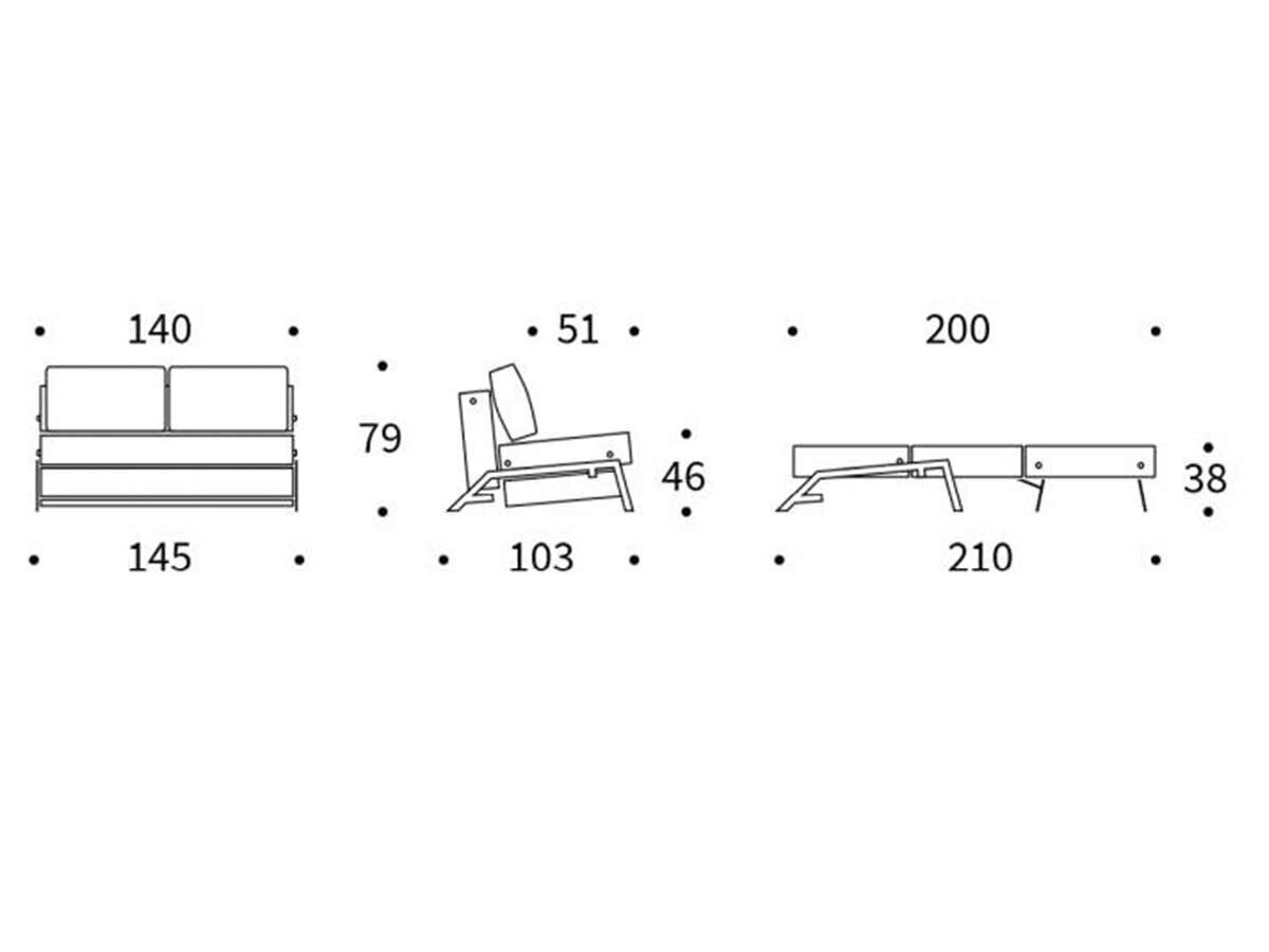 Innovation Cubed 02 140 Klappsofa 470 Yuveno Natural Chrom