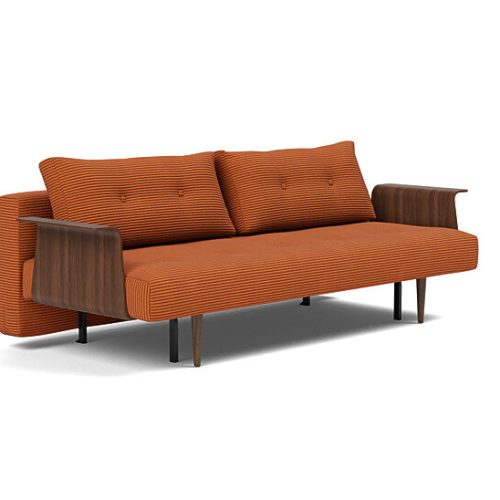 Innovation Recast Klappsofa 595 Curduroy Burnt Orange mit Armlehnen