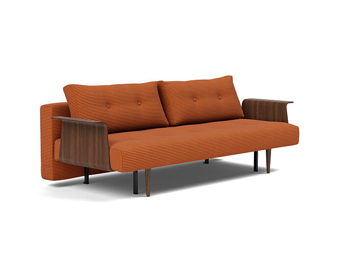 Innovation Recast Klappsofa 595 Curduroy Burnt Orange mit Armlehnen