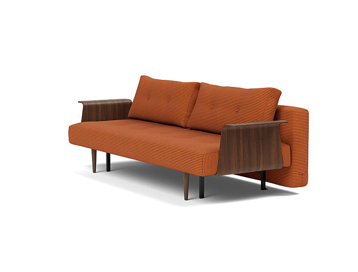 Innovation Recast Klappsofa 595 Curduroy Burnt Orange mit Armlehnen