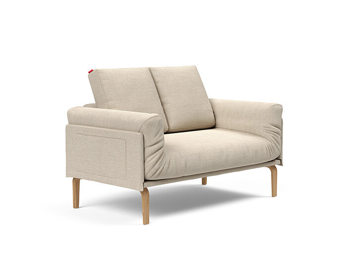 Innovation Rollo Daybed Sofa (loser Bezug) 586 Phobos Latte Rollo Bow, Eiche/schwarz Spring inklusive Kissen-Set Square