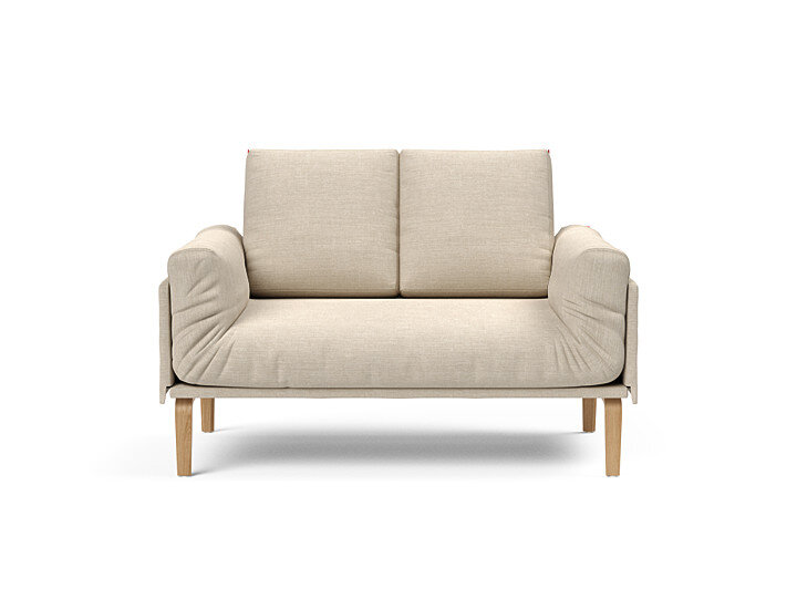 Innovation Rollo Daybed Sofa (loser Bezug) 586 Phobos Latte Rollo Bow, Eiche/schwarz Spring inklusive Kissen-Set Square