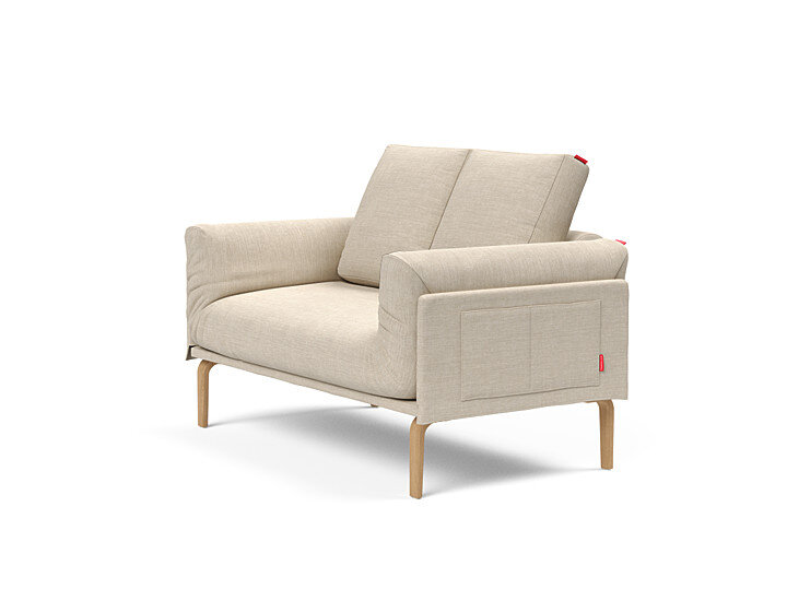 Innovation Rollo Daybed Sofa (loser Bezug) 586 Phobos Latte Rollo Bow, Eiche/schwarz Spring inklusive Kissen-Set Square