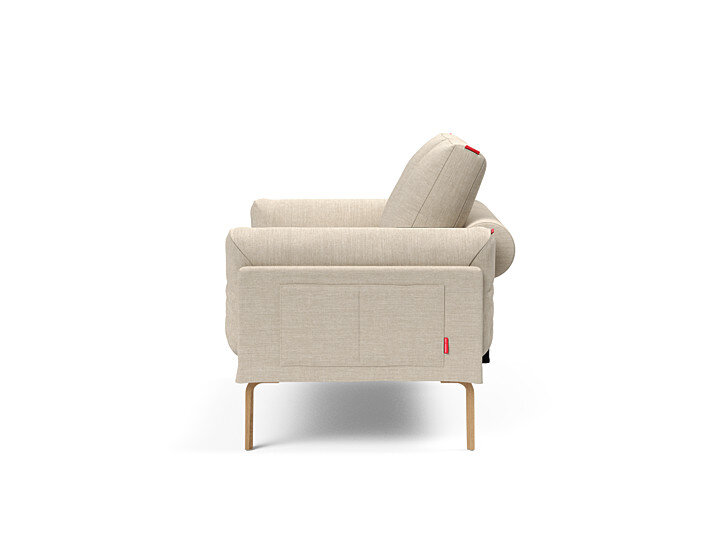 Innovation Rollo Daybed Sofa (loser Bezug) 586 Phobos Latte Rollo Bow, Eiche/schwarz Spring inklusive Kissen-Set Square