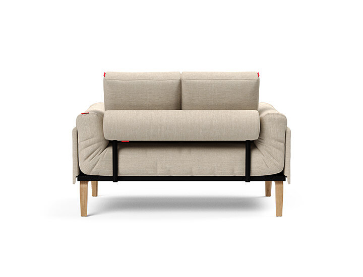 Innovation Rollo Daybed Sofa (loser Bezug) 586 Phobos Latte Rollo Bow, Eiche/schwarz Spring inklusive Kissen-Set Square