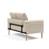 Innovation Rollo Daybed Sofa (loser Bezug) 586 Phobos Latte Rollo Bow, Eiche/schwarz Spring inklusive Kissen-Set Square