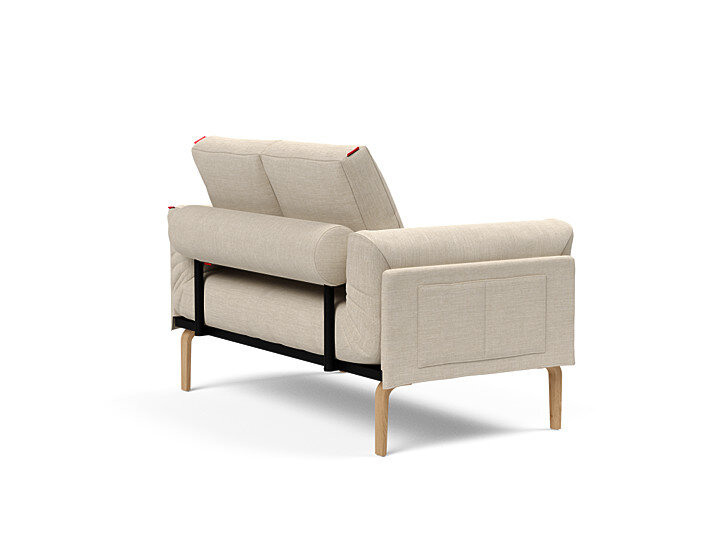 Innovation Rollo Daybed Sofa (loser Bezug) 586 Phobos Latte Rollo Bow, Eiche/schwarz Spring inklusive Kissen-Set Square