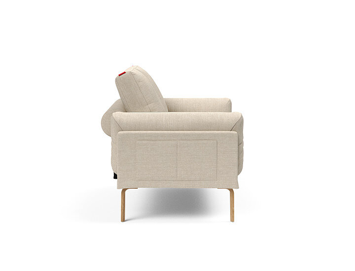 Innovation Rollo Daybed Sofa (loser Bezug) 586 Phobos Latte Rollo Bow, Eiche/schwarz Spring inklusive Kissen-Set Square