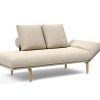 Innovation Rollo Daybed Sofa (loser Bezug) 586 Phobos Latte Rollo Bow, Eiche/schwarz Spring inklusive Kissen-Set Square