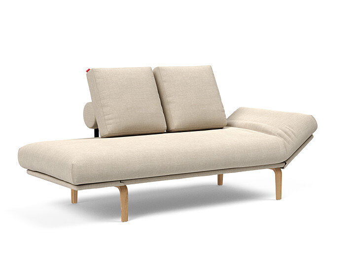 Innovation Rollo Daybed Sofa (loser Bezug) 586 Phobos Latte Rollo Bow, Eiche/schwarz Spring inklusive Kissen-Set Square
