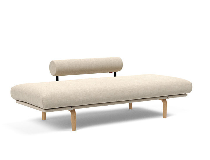 Innovation Rollo Daybed Sofa (loser Bezug) 586 Phobos Latte Rollo Bow, Eiche/schwarz Spring inklusive Kissen-Set Square