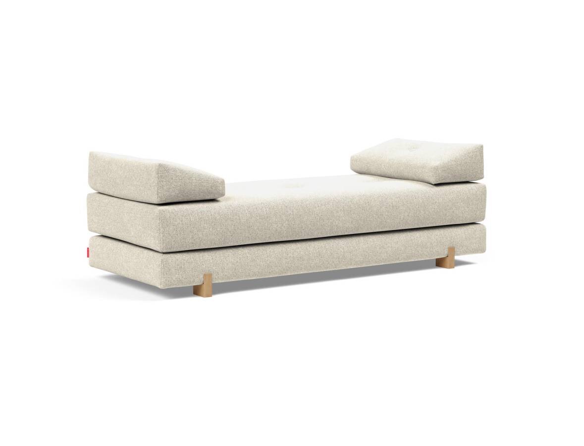 Innovation Sigmund Klappsofa 357 Taura Off White Drip Beine, Eiche lackiert