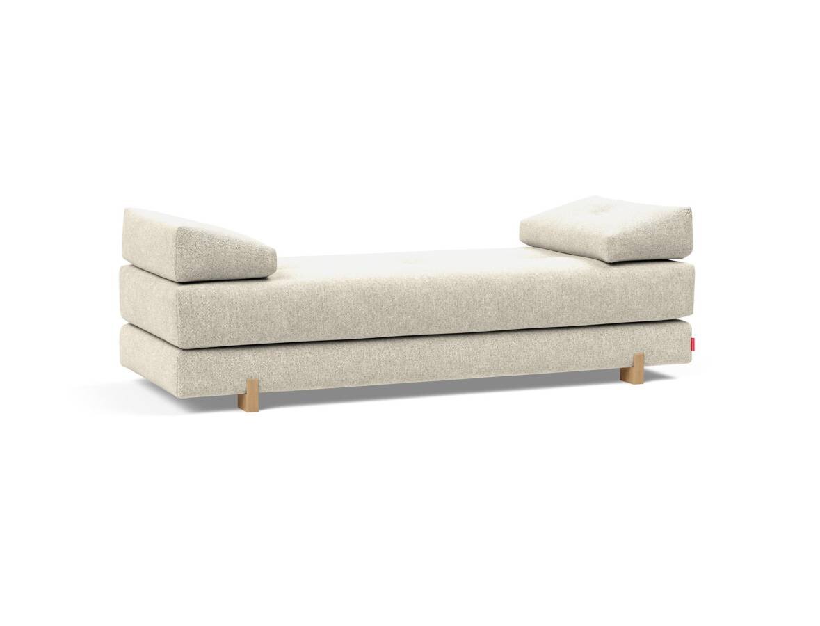 Innovation Sigmund Klappsofa 357 Taura Off White Drip Beine, Eiche lackiert