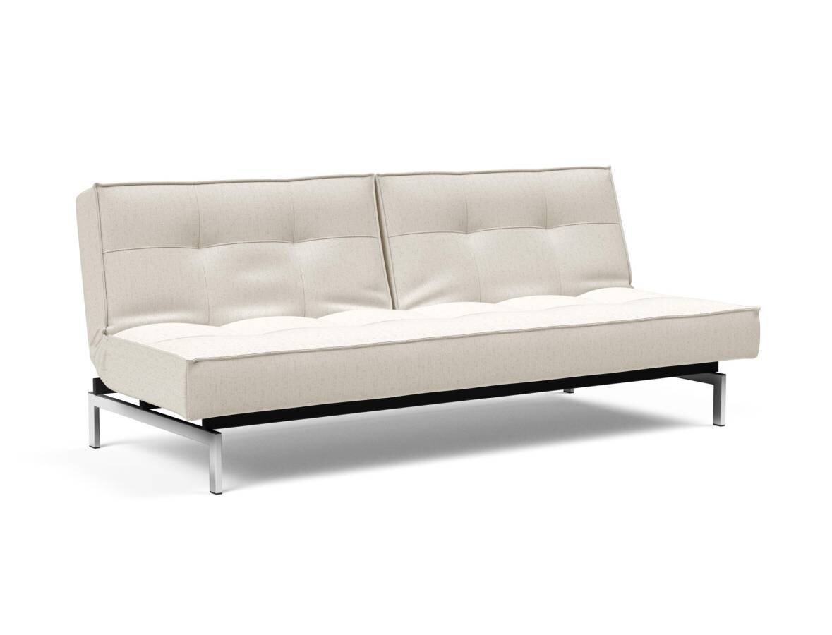 Innovation Splitback Klappsofa 531 Boucle Off White Chrom / Mattschwarz