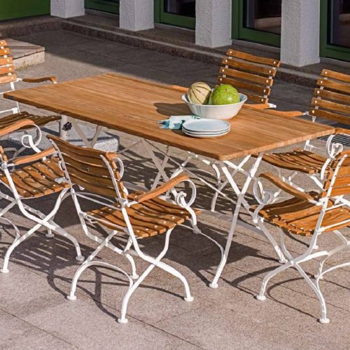 Outdoor Tisch Classic 140x80 cm Teak weiß