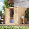 Karibu Design Saunahaus Uppsala Blackline - 68 mm Aktionssauna schwarz Ohne Terrasse 9 kW Ofen inkl. Steuergerät (finnisch)