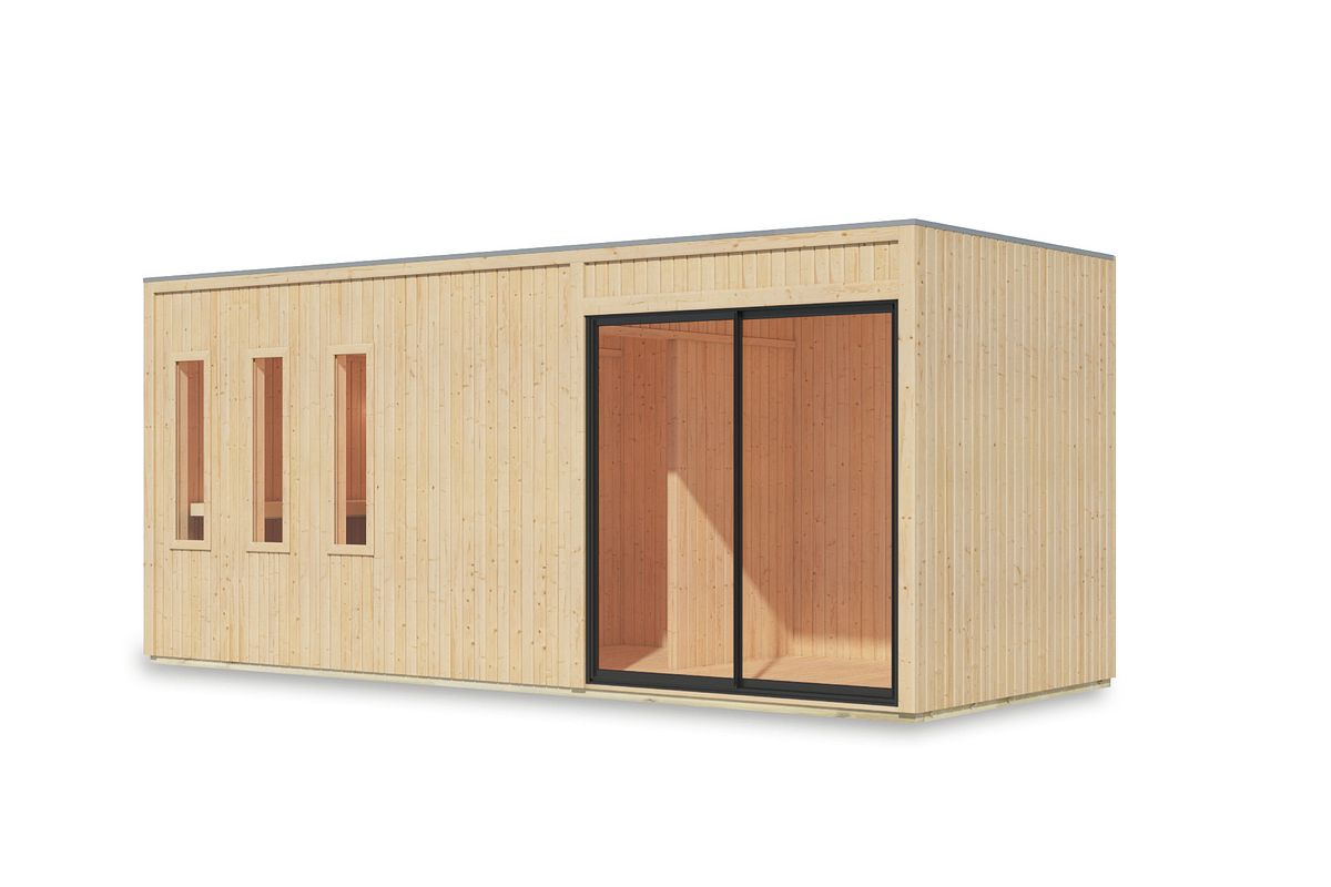 Karibu Design Saunahaus Monterey Blackline - 73 mm naturbelassen Ohne Terrasse Ohne Ofen