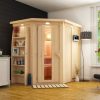 Karibu Sauna Carin mit Eckeinstieg 68 mm-9 kW Ofen inkl. Steuergerät-ohne Dachkranz-Ganzglastür in Graphit-Optik - Gallery 2 Karibu Sauna Carin mit Eckeinstieg 68 mm-9 kW Ofen inkl. Steuergerät-ohne Dachkranz-Ganzglastür in Graphit-Optik