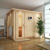 Karibu Sauna Gobin mit Fronteinstieg 68 mm-9 kW Bio-Kombiofen inkl. Steuergerät-ohne Dachkranz-Ganzglastür in Graphit-Optik - Gallery 2 Karibu Sauna Gobin mit Fronteinstieg 68 mm-9 kW Bio-Kombiofen inkl. Steuergerät-ohne Dachkranz-Ganzglastür in Graphit-Optik