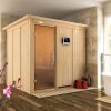 Karibu Sauna Rodin mit Fronteinstieg 68 mm-Ohne Ofen-ohne Dachkranz-Ganzglastür in Graphit-Optik