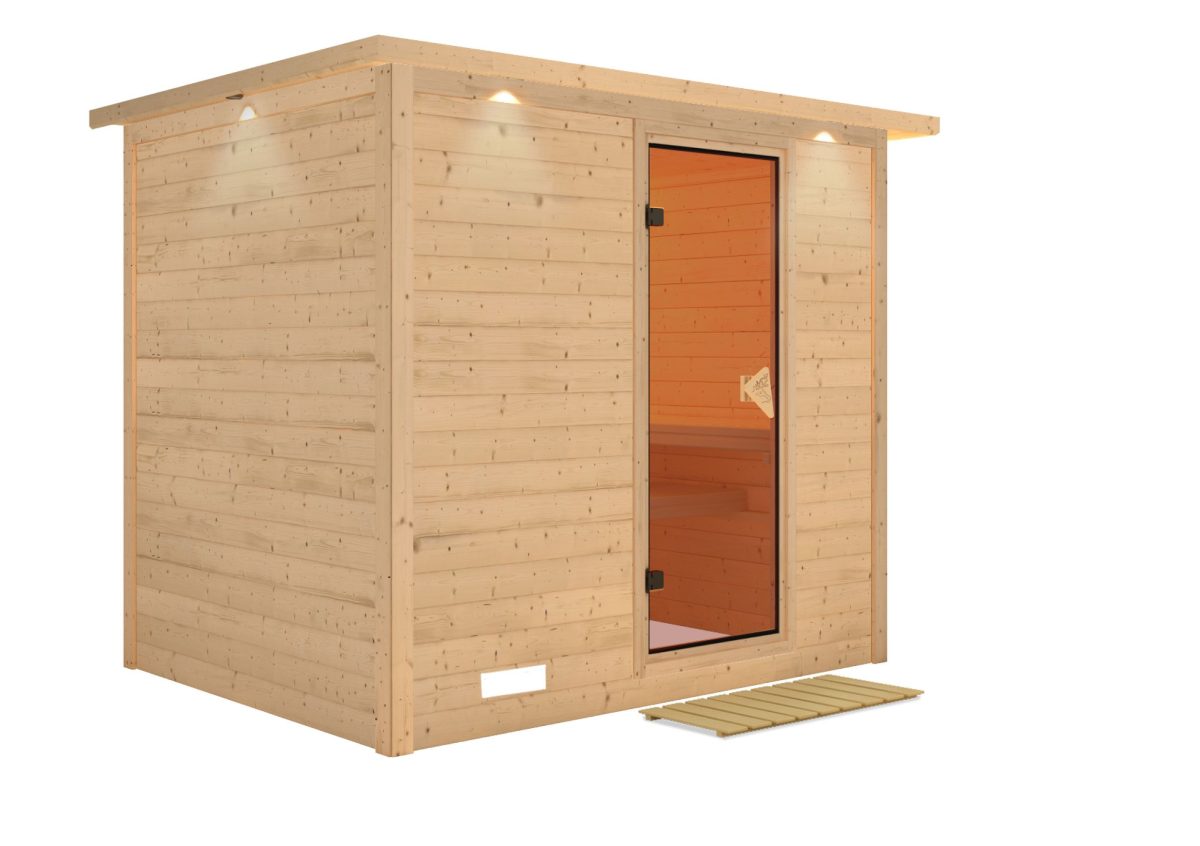 Karibu Sauna Sonara -Ohne Ofen-Inkl. Dachkranz