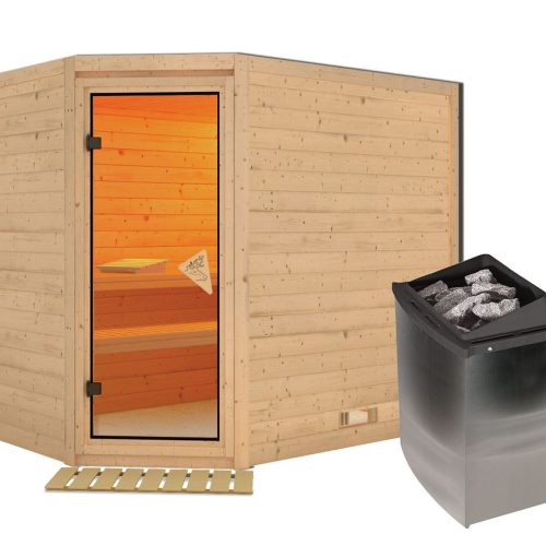 Karibu Sauna Tanami -9 kW Ofen-Steuerung-Ohne Dachkranz